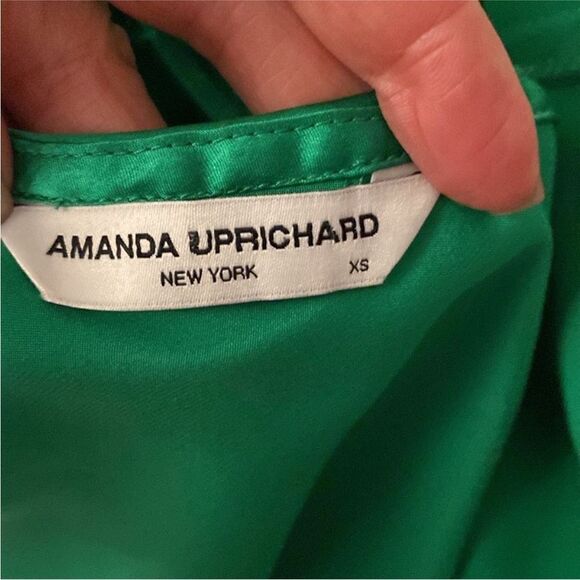 Amanda Uprichard Elegant Green Satin  100% silk Halter Dress, XS - Picture 15 of 16